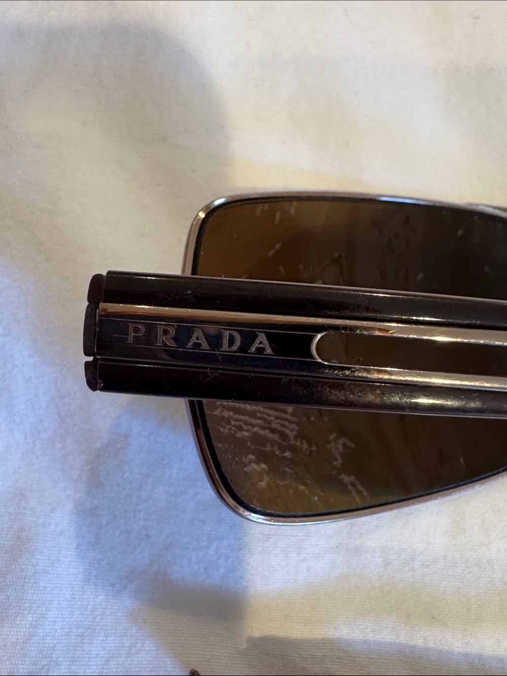 Prada Silver Frame Sunglasses with Brown Gradient Lenses - Picture 5 of 8